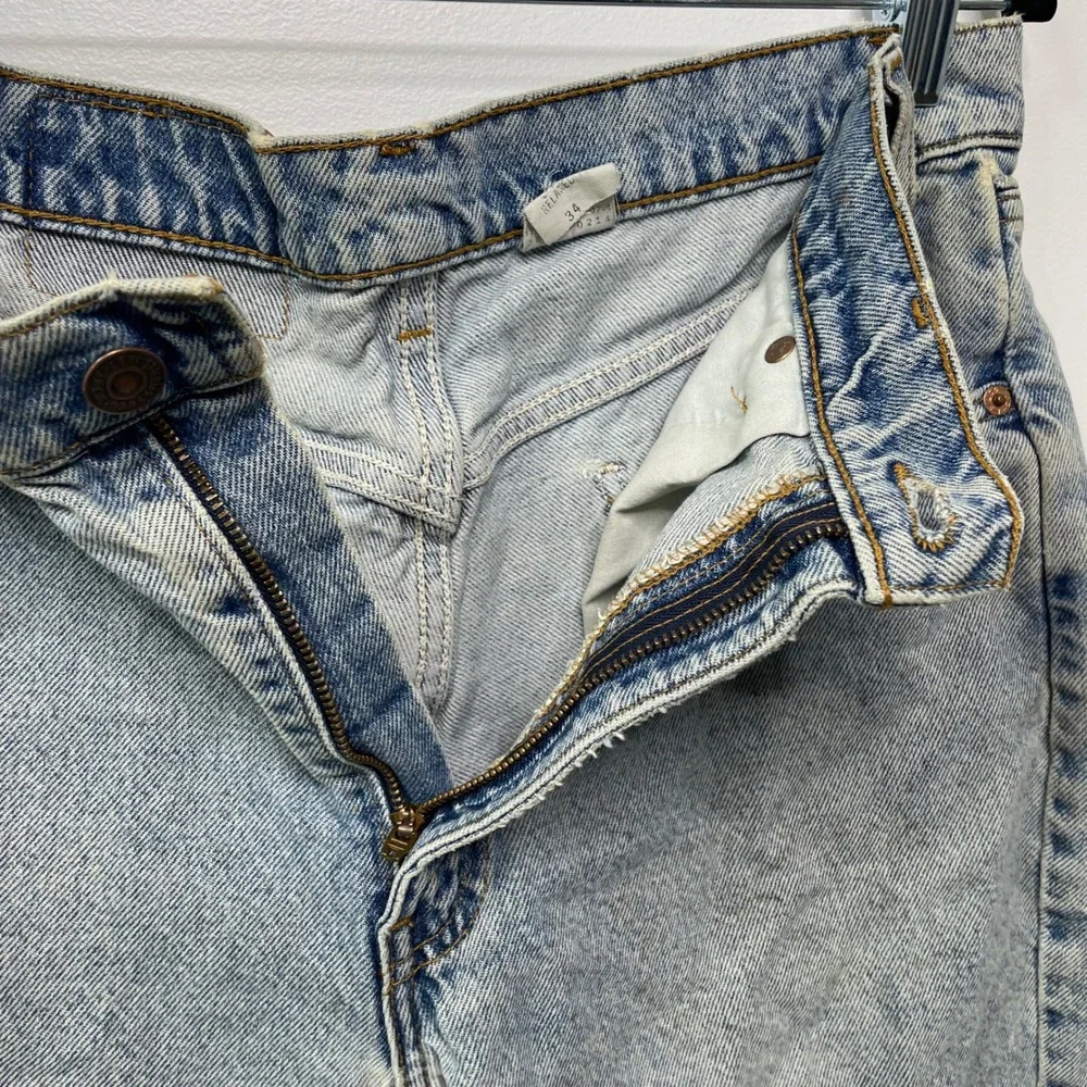 Vintage 90s Levis 550 Orange Tab Denim Shorts Baggy Thrashed 34 Jorts Skate Work